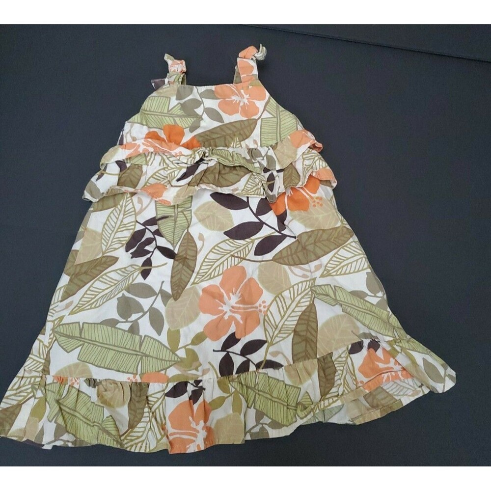 Girl's Gymboree 12-18 month summer dress flowers and leaves green white orange s